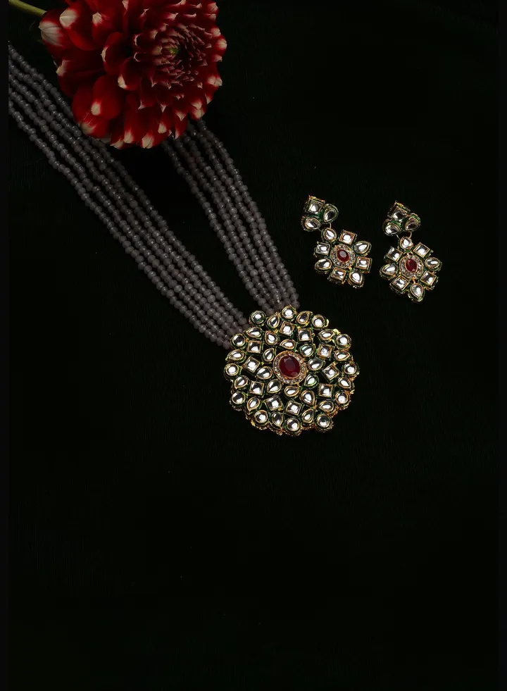 Gold Plated Designer Stone Necklace Set