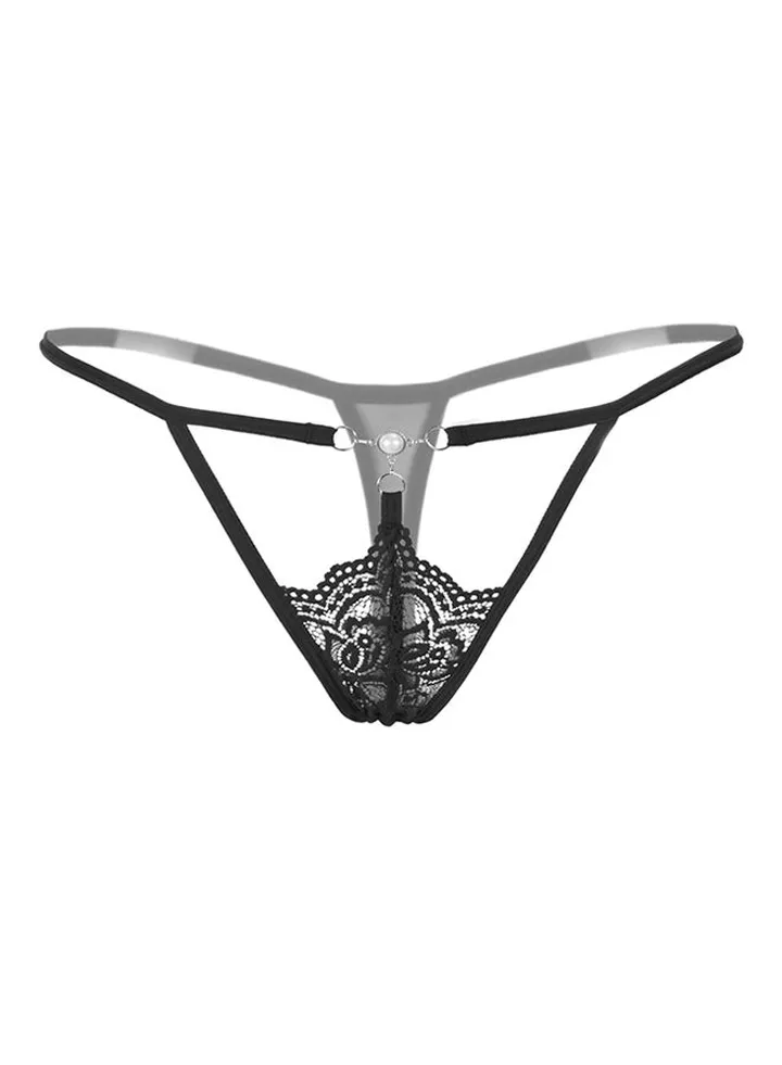 Spandex Pearl Breathable Panties Black