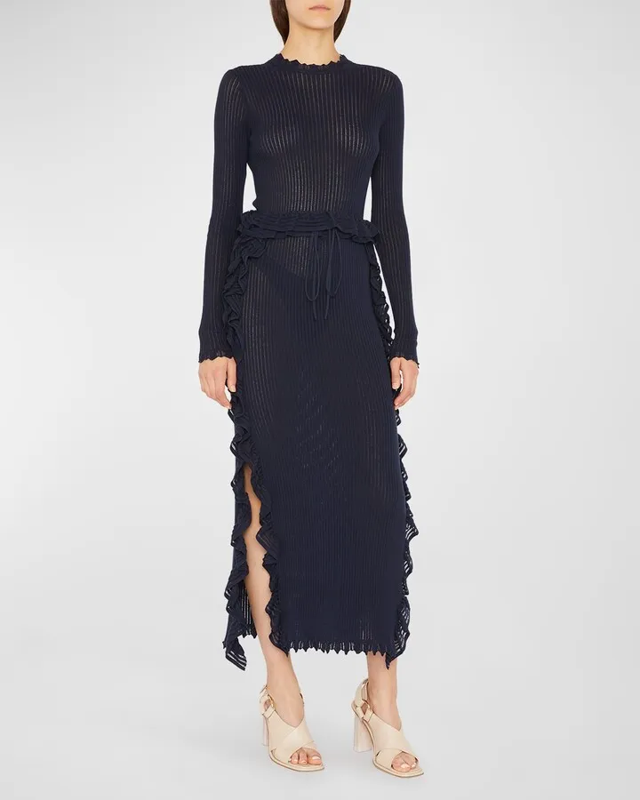 Casini Ruffled Midi Knit Dress