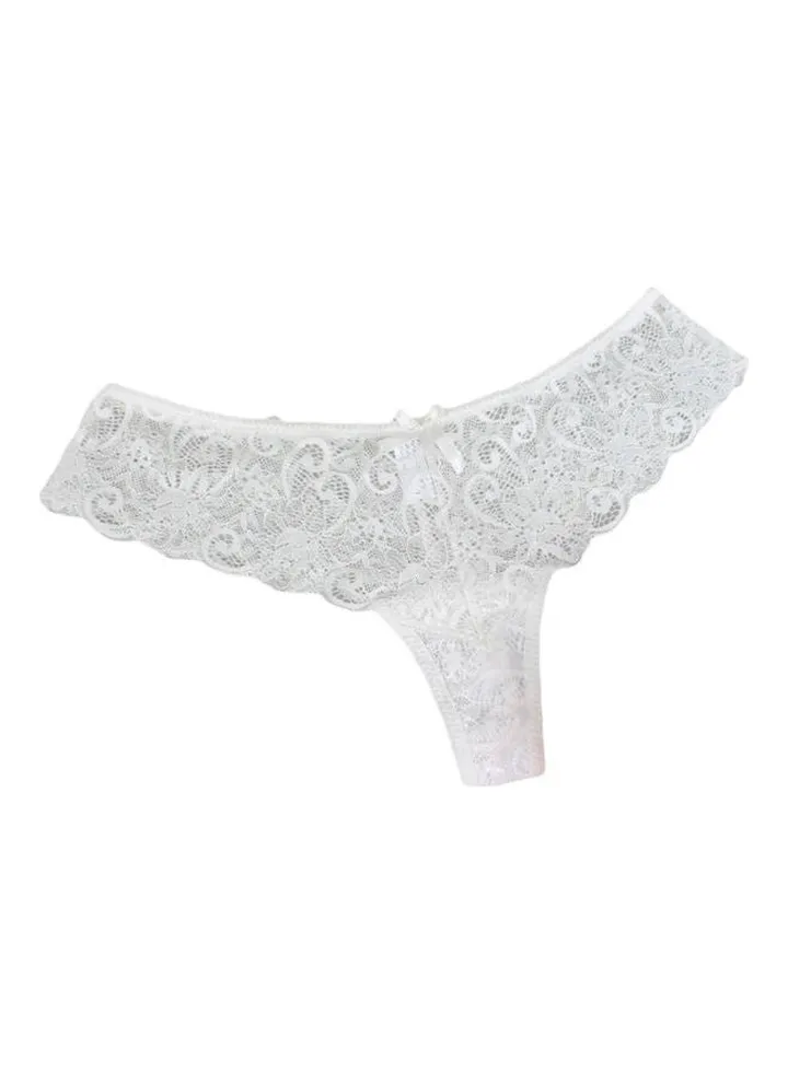 Low Waist Hollow-Out Lace Brief White