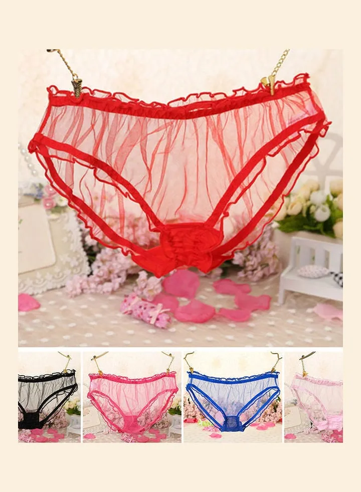 Mesh Women Low Rise Briefs Dark Red