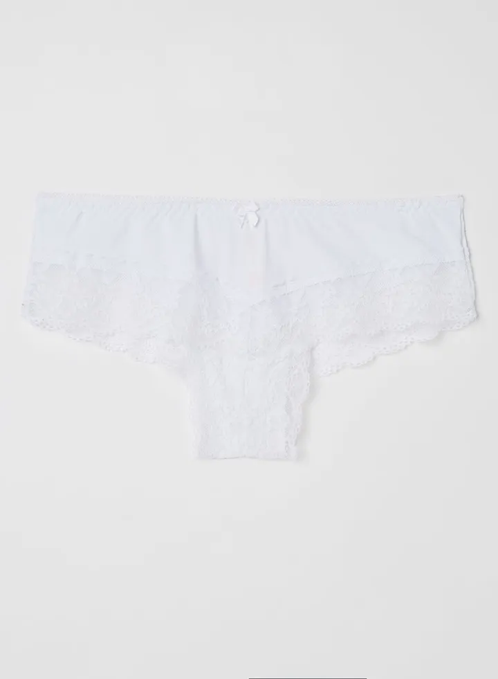 Solid Design Lace Band Bikini Bottom White