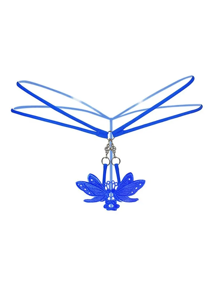 Butterfly Metal Buckle Briefs Blue
