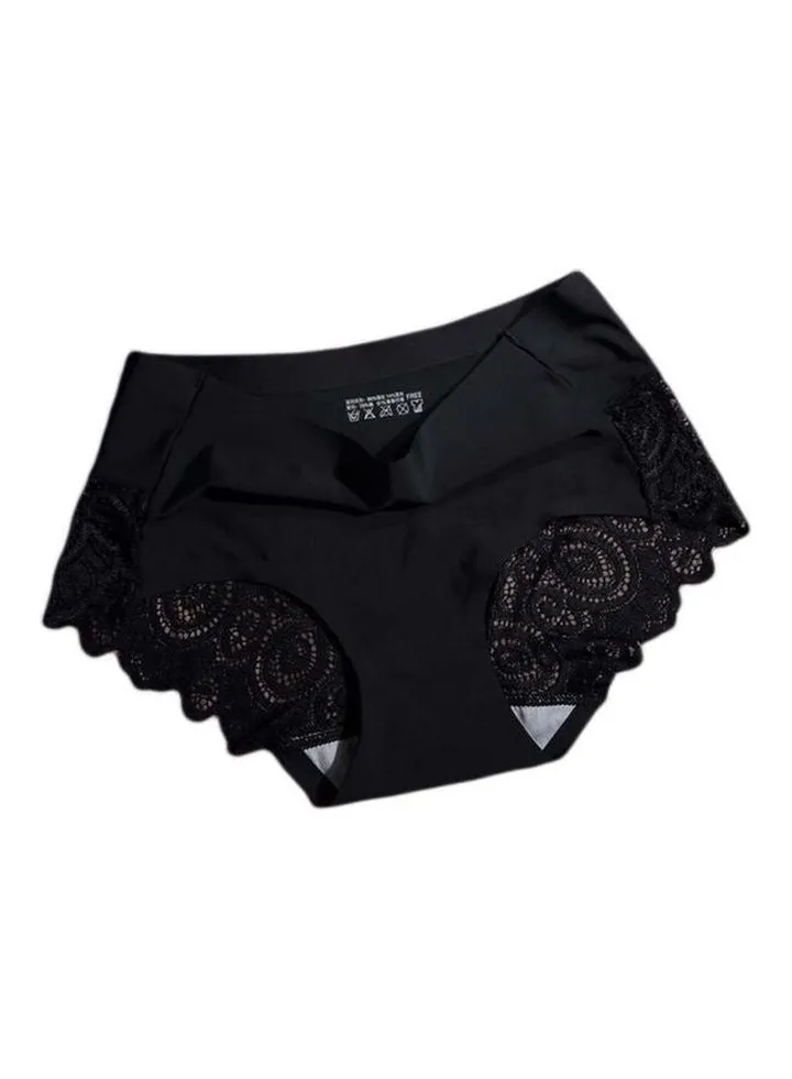 Lace Detail Seamless Panty Black