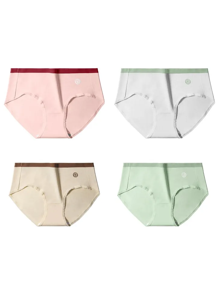 4-Piece Women Girl Cotton Briefs set Swimming wear Underwear Anti-bacterial Breathable Waist Body Shaper Underpants Panty Slimming Elastic Briefs,Nightwwear Evening Wear XL(60kg-70kg)