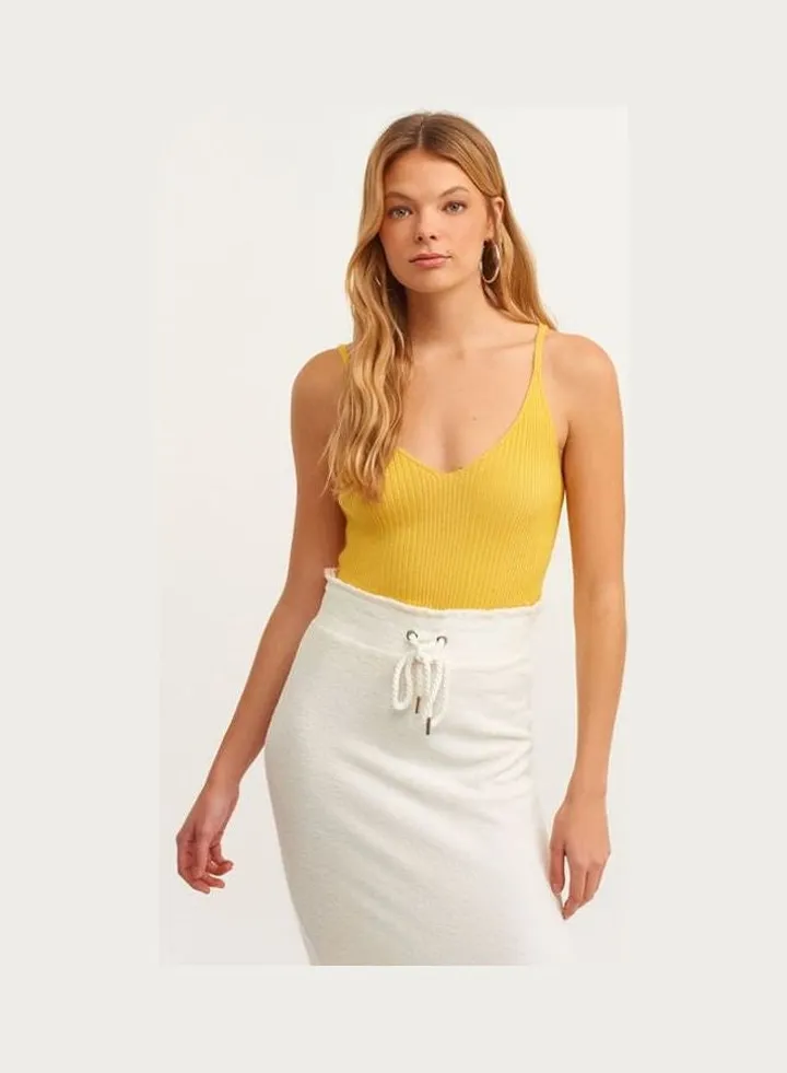 Padded Tunic With Fashionable Details Yellow