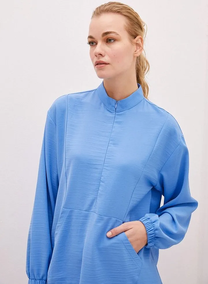Classic Collar Straight Long Sleeve Women's Tunic