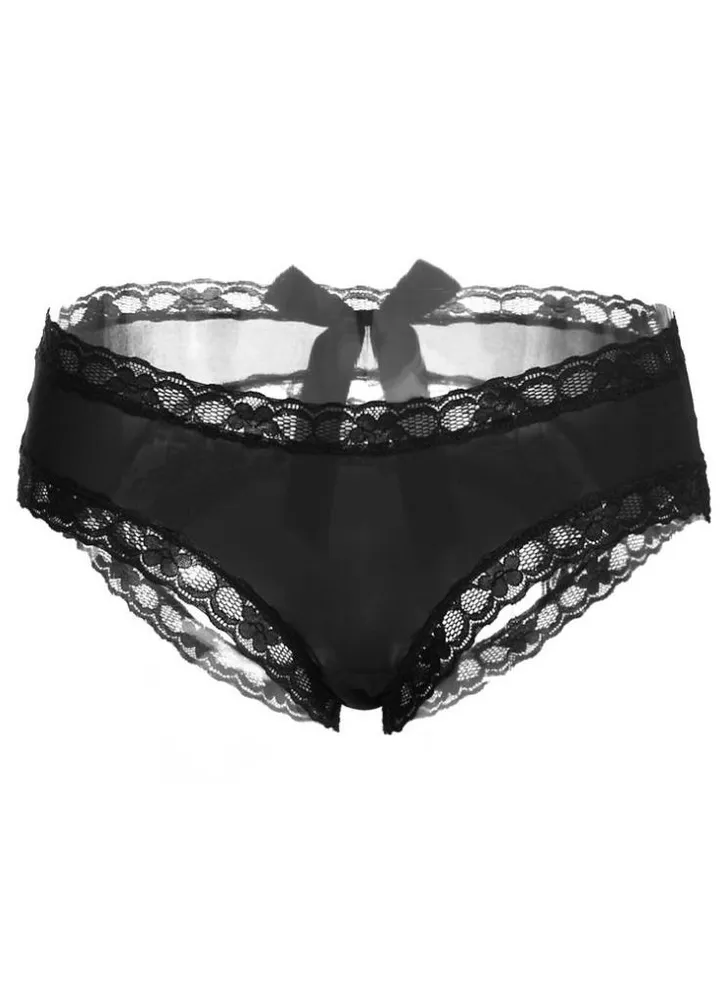 Women Breathable Bowknot Lace Bikini Panties