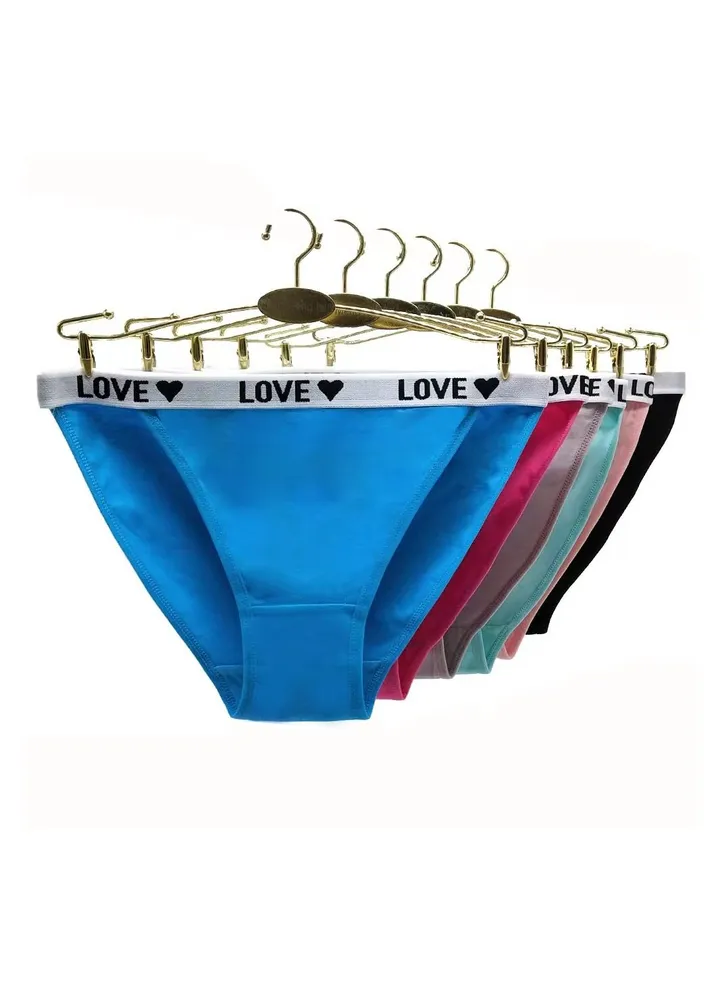 Zeemey 6-Piece Cotton Bikini Breathable Panties Low Waist Fashionable Ladies Charming Thick Bottom