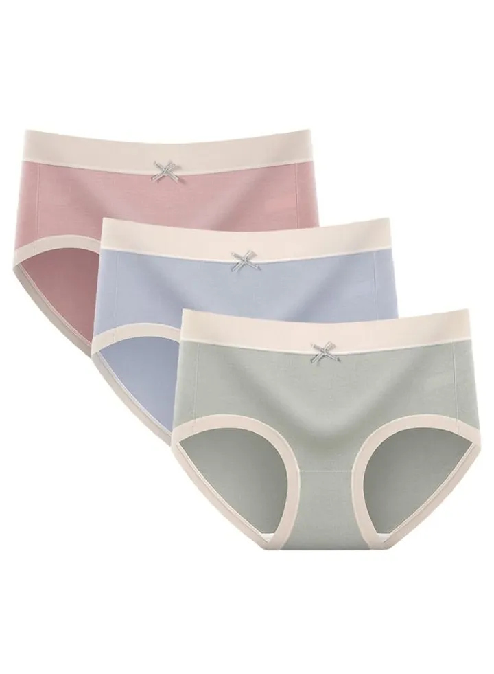 3 Pcs Fashion Women Panties Breathable Satin Traceless Briefs Thin Ice Silk Female Underwear