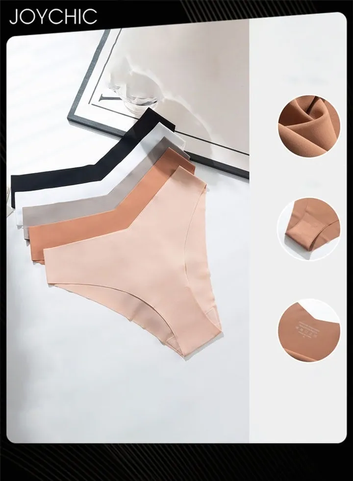 5 Piece of Solid Pattern Women Briefs Ice Skin-friendly Quick-drying and Breathable Ladies Low Waist Seamless Underwear with High Elastic for All Seasons