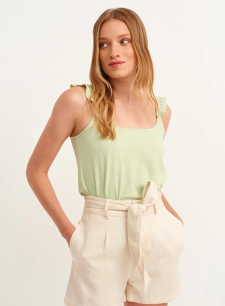 Padded Tunic With Fashionable Details Green