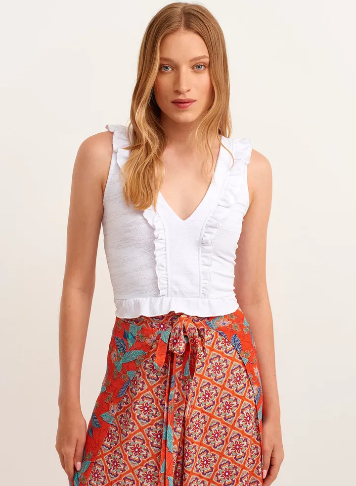 Padded Tunic With Fashionable Details White