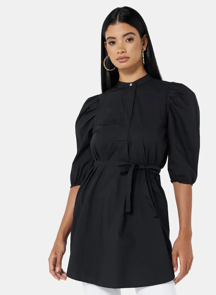 Puffy Sleeve Tunic Black