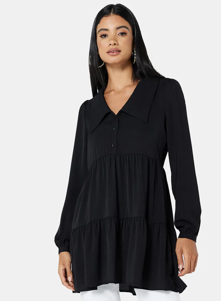 Oversized Collar Tunic Black