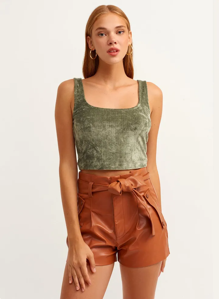 Padded Tunic With Fashionable Details Green