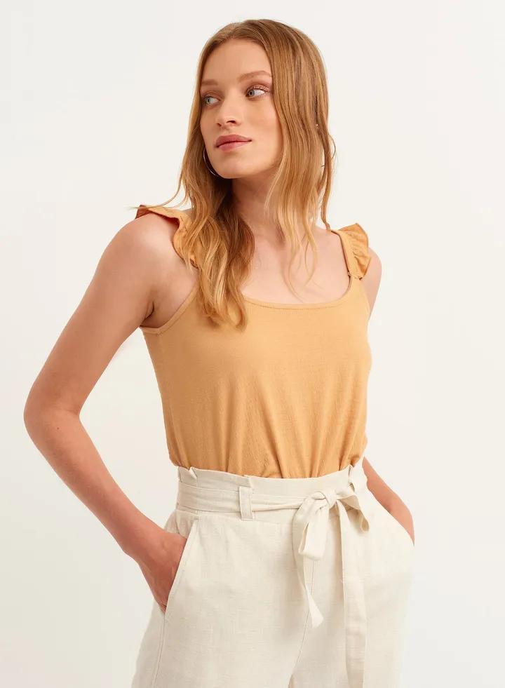 Padded Tunic With Fashionable Details Ice Mocha