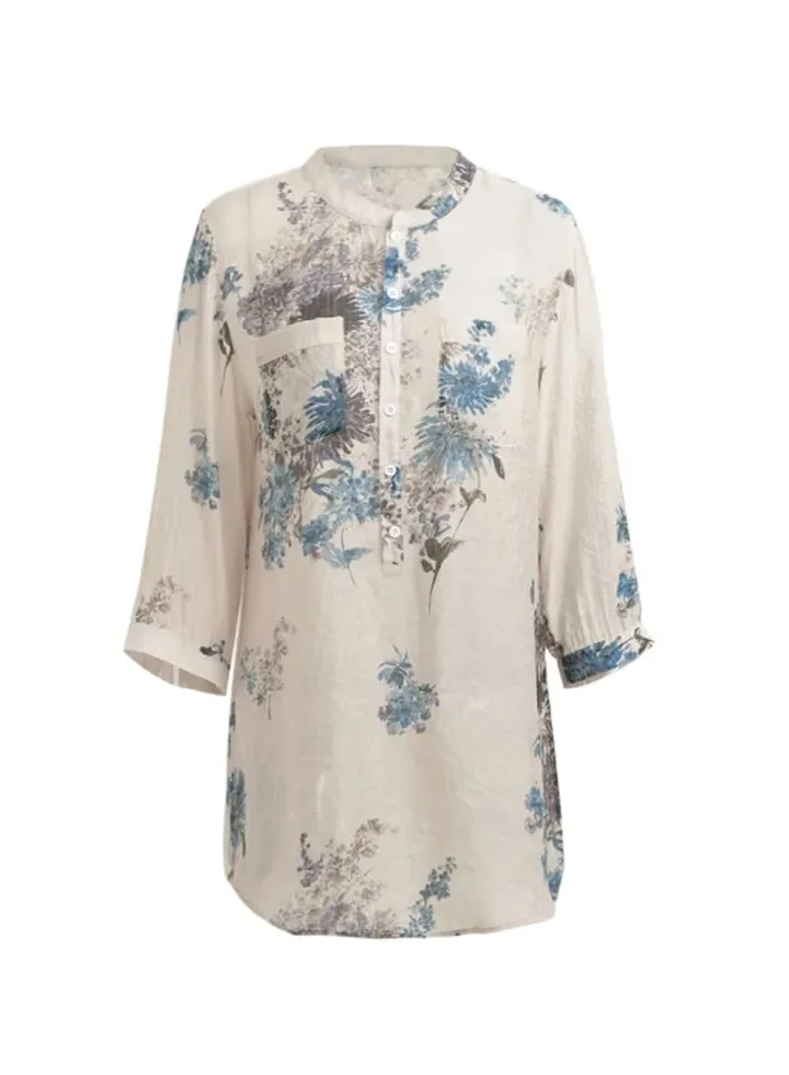 Floral Printed Tunic White/Blue/Grey