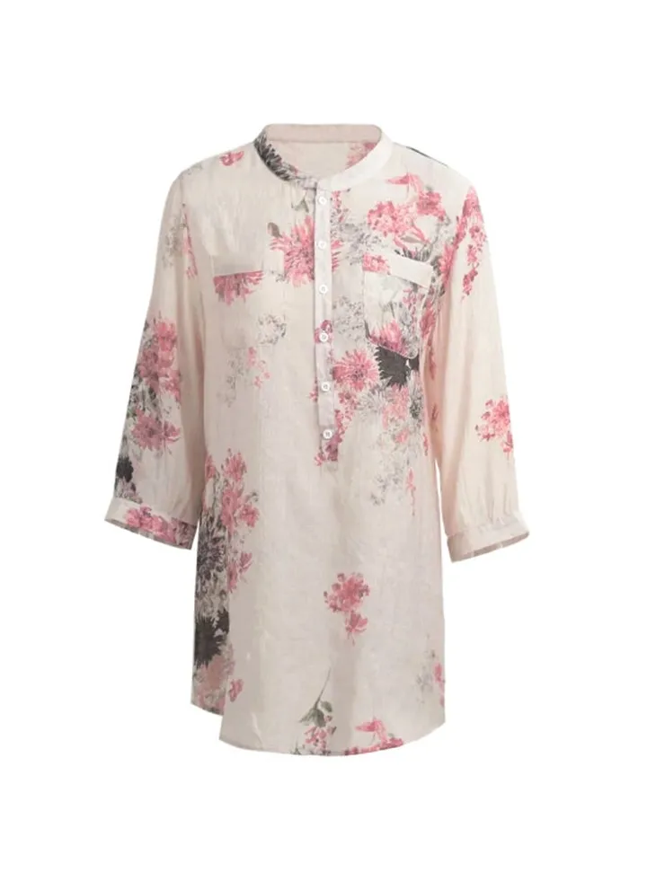 Floral Printed Tunic Pink/Black/Grey