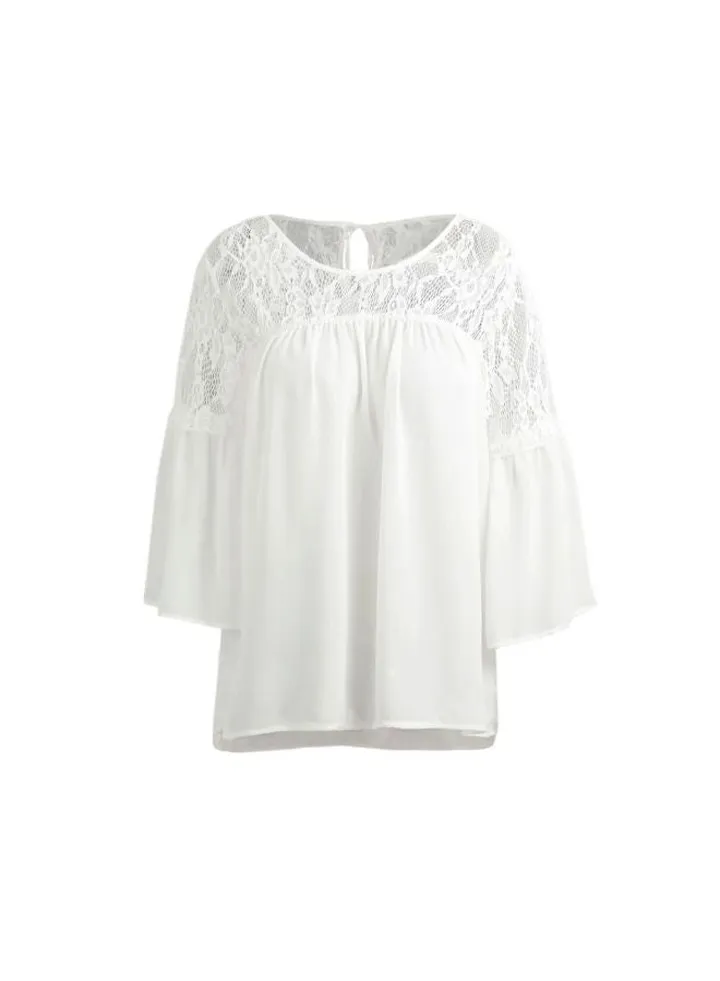 Lace Splicing Tunic White