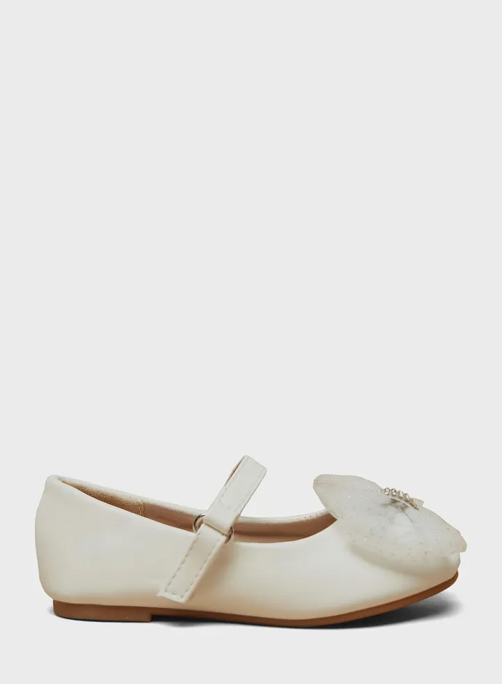 Kids Bow Slip On Ballerinas