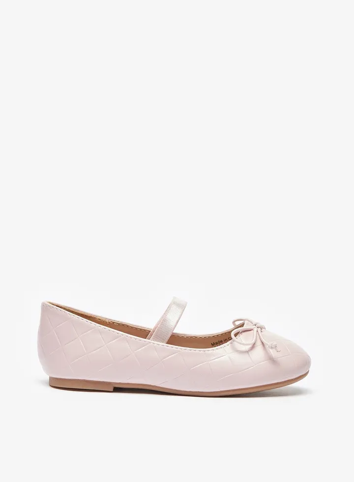 Girls Bow Accent Slip On Ballerina Shoes