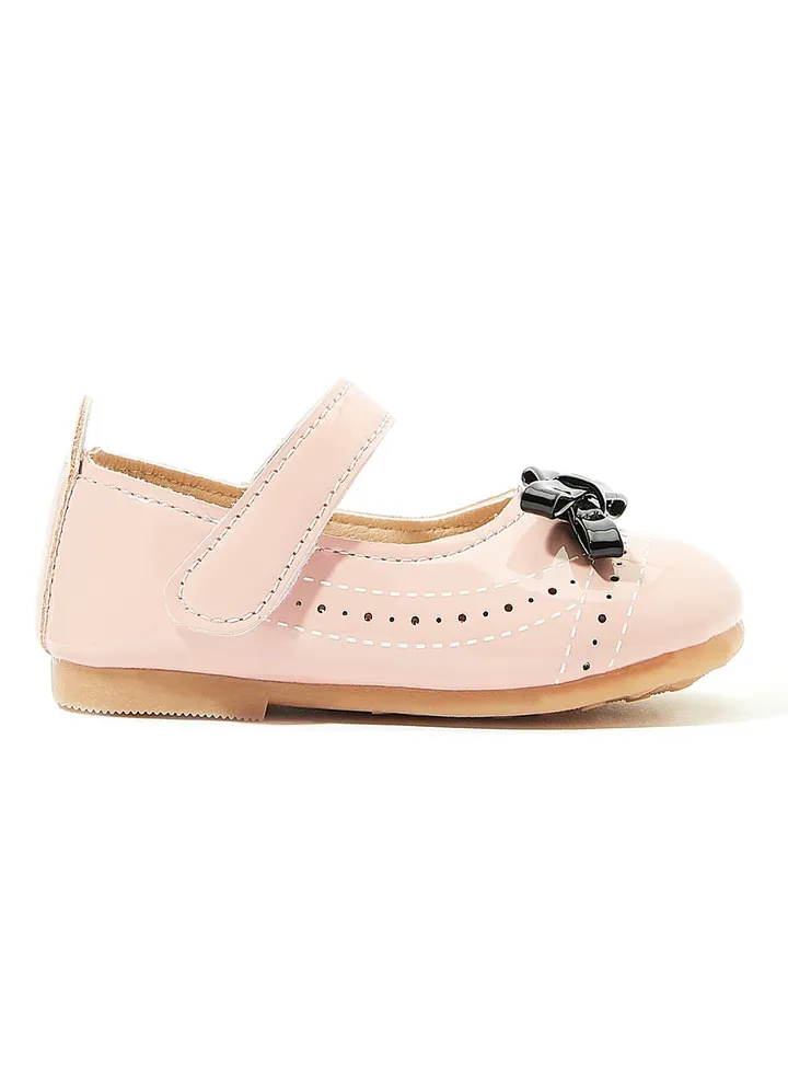 Girls Bow Detail Mary Janes Pink