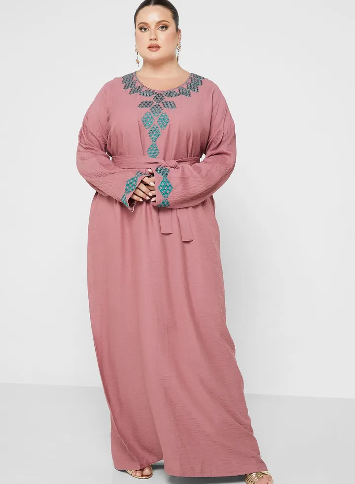 Embellished Belted Jalabiya