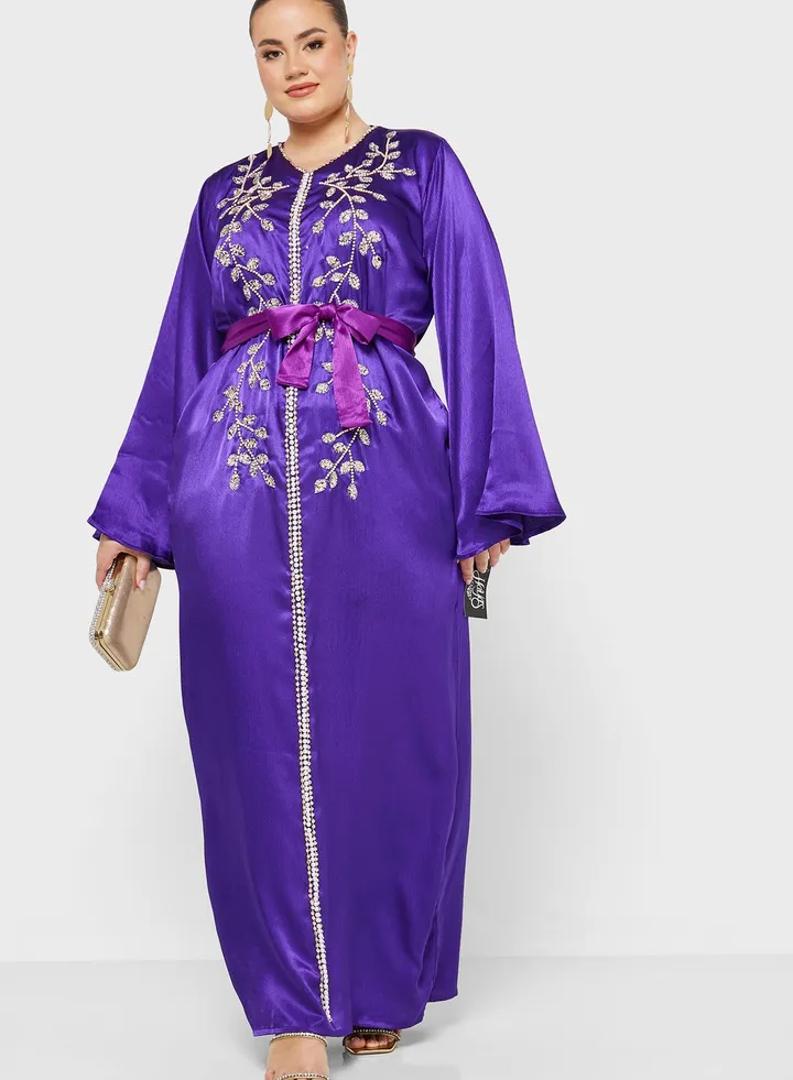 Embellished Belted Jalabiya