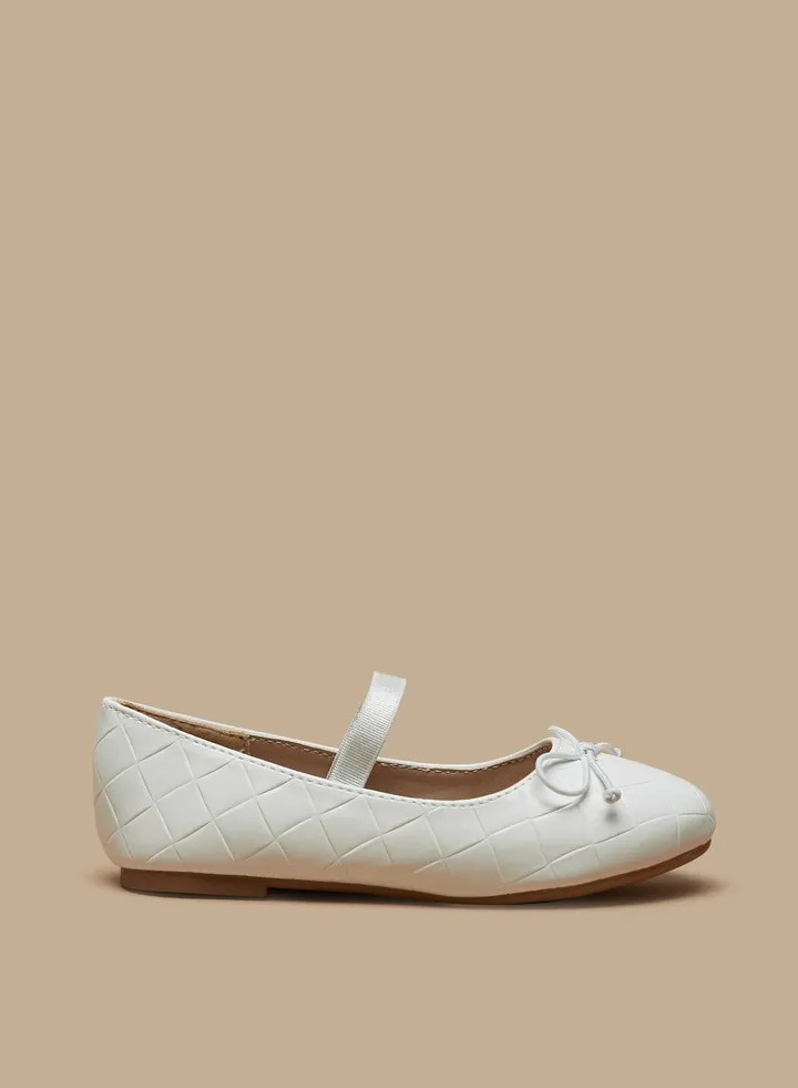Girls Bow Accent Slip On Ballerina Shoes