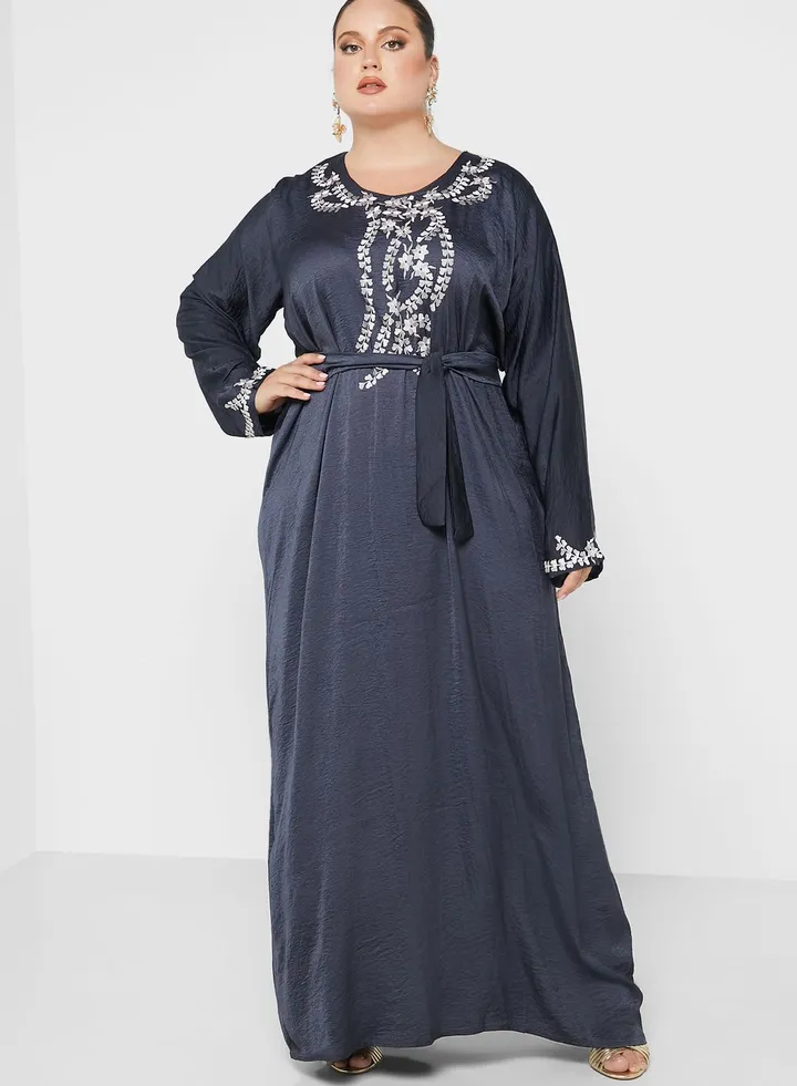 Embellished Belted Jalabiya