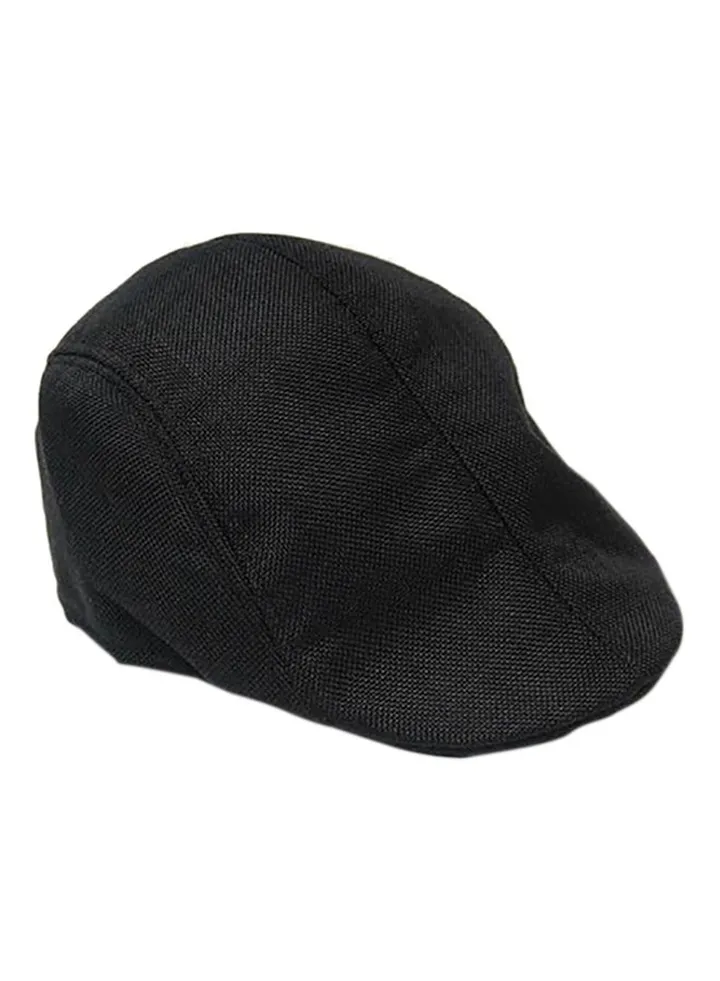 Newsboy Retro Peaked Cap Black