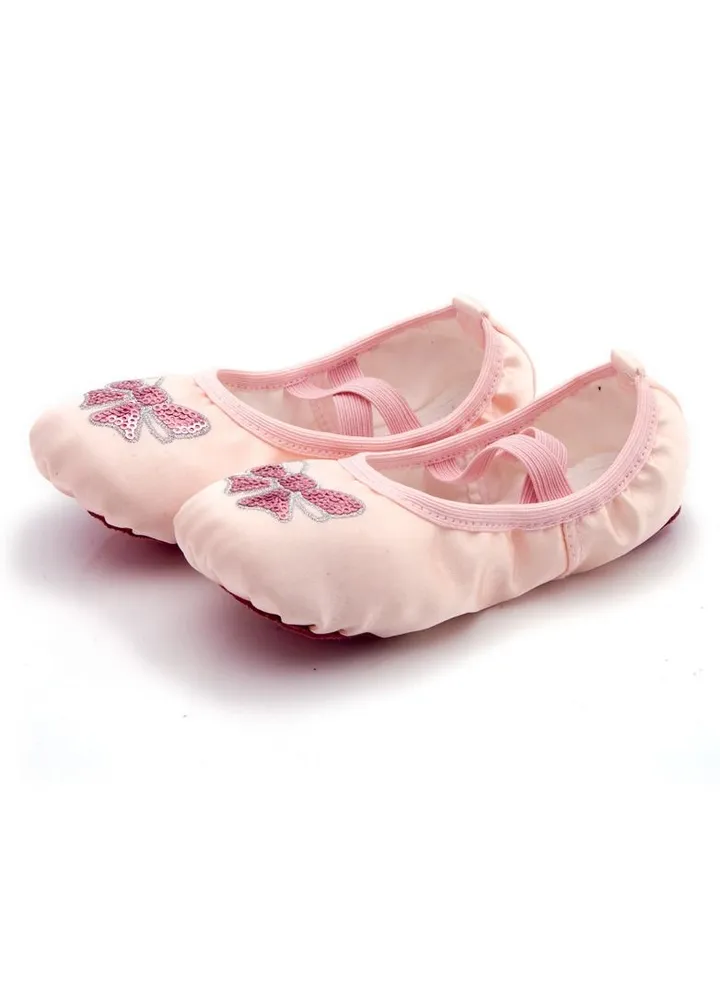 Girl's Dance Shoes Ballet Embroidered Crown Cat Claw Shoes Yoga Shoes Sequin Incarnadine