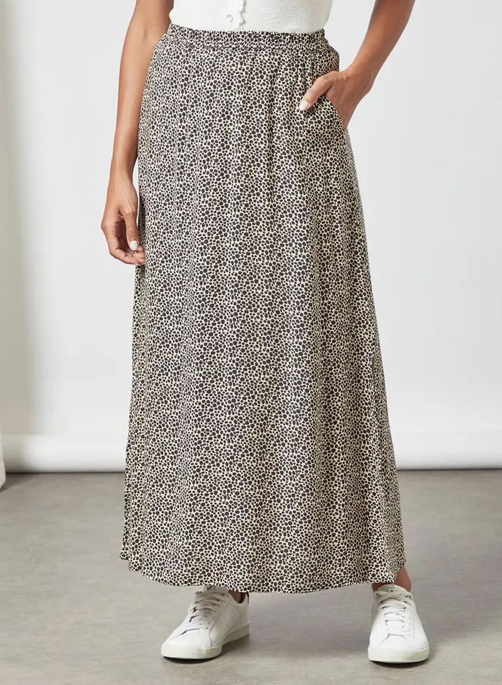 All-Over Print Skirt Beige/Black