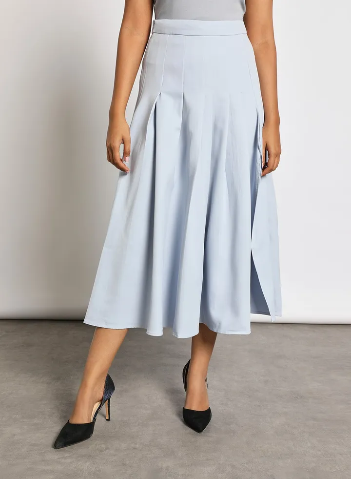 Solid pleated skirt Blue