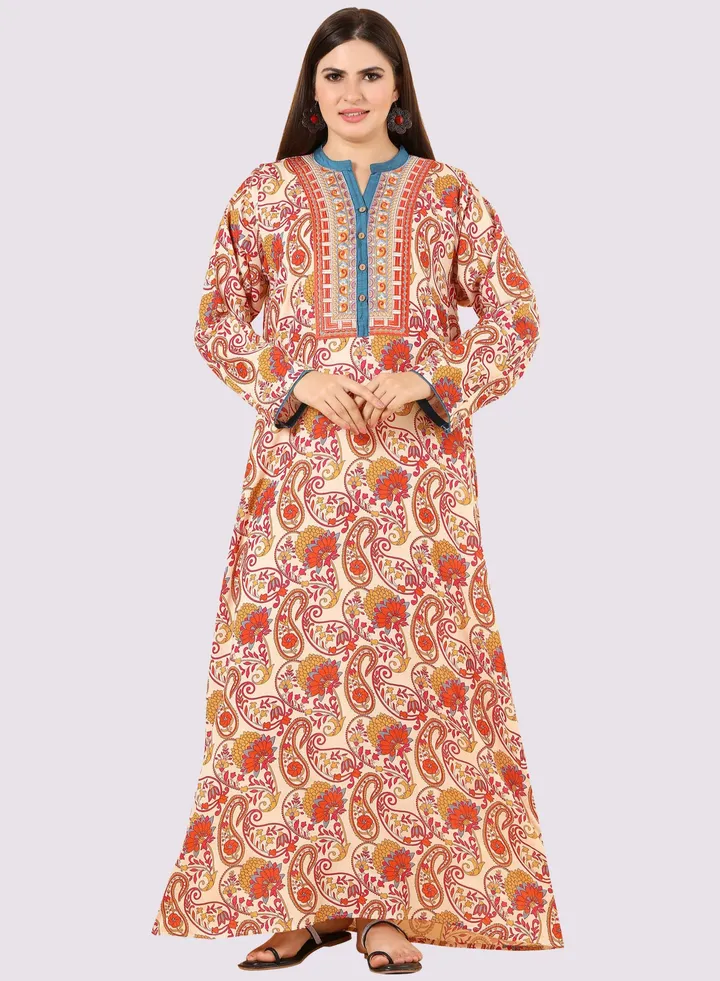 Sara Floral Paisley Print Jalabiya