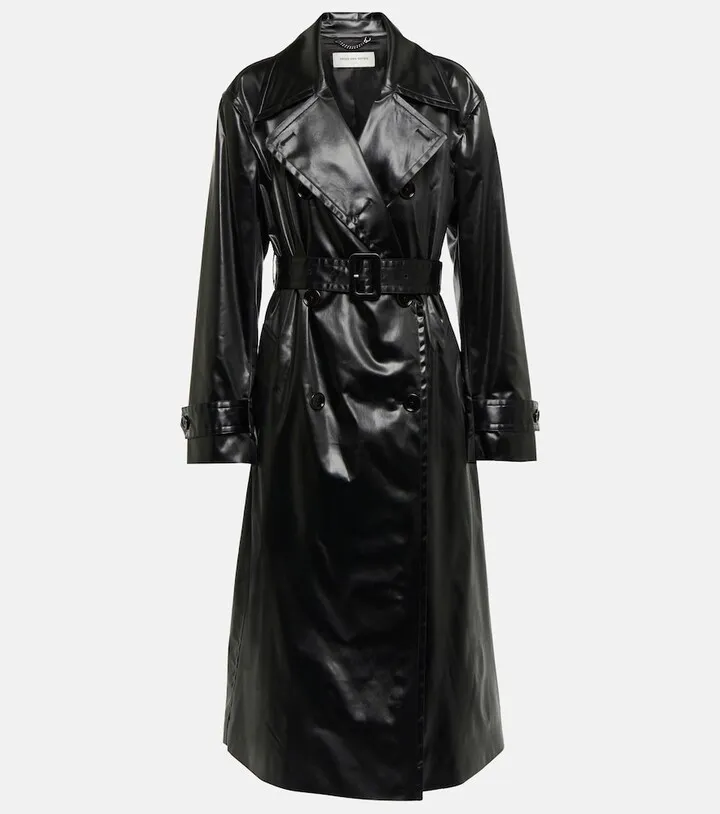 Faux leather trench coat