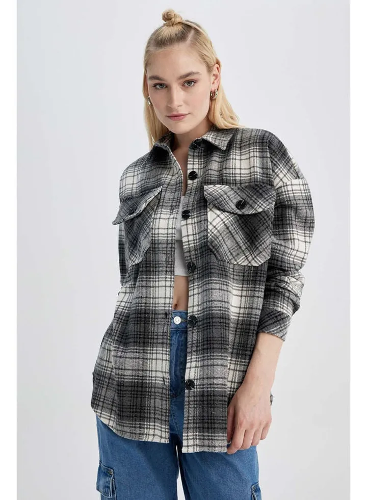 Woman Shirt Neck Long Sleeve Woven Long Sleeve Tunic