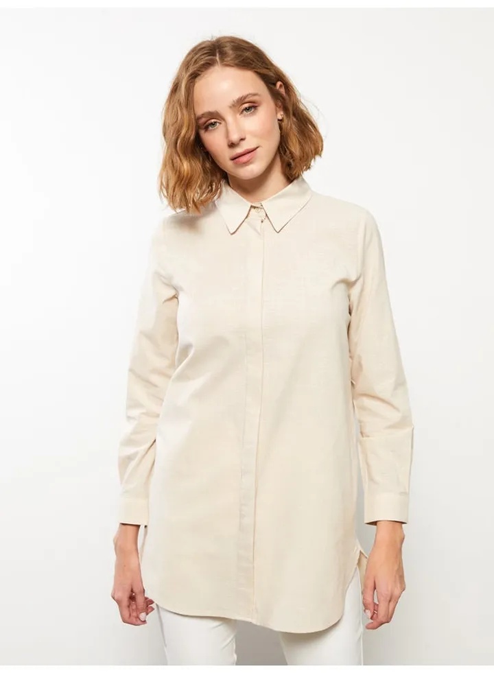 Shirt Collar Straight Long Sleeve Women's Tunic