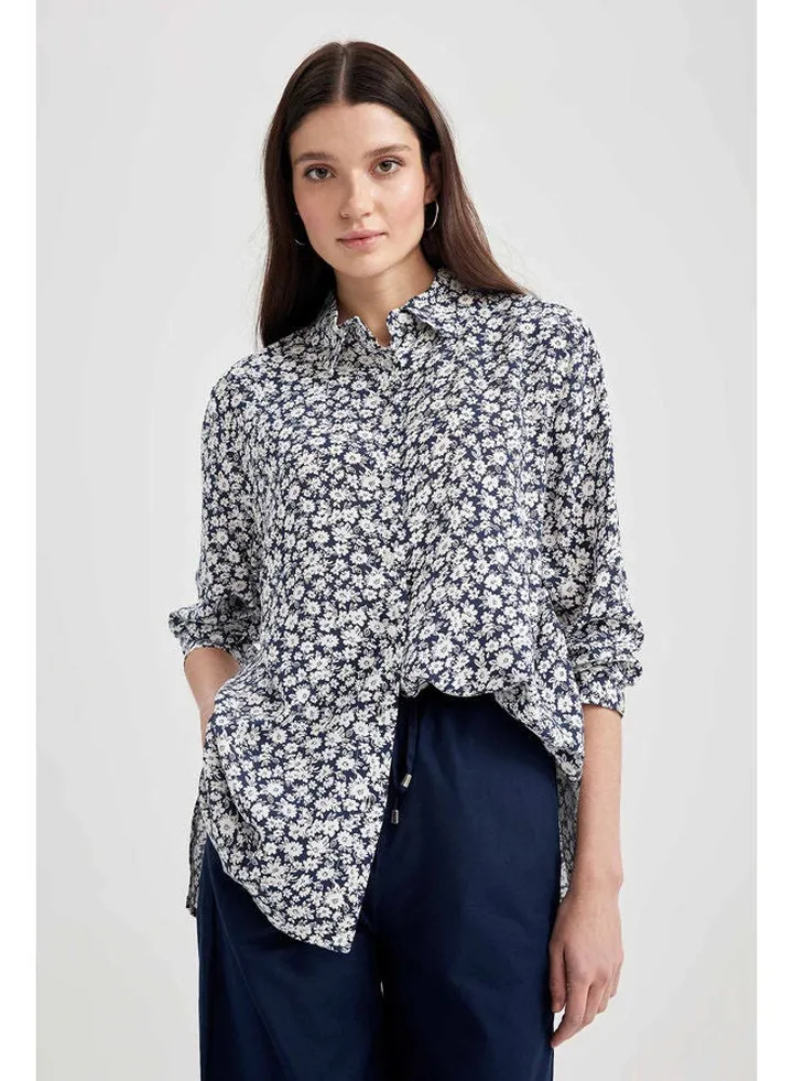 Woman Shirt Neck Long Sleeve Woven Long Sleeve Tunic