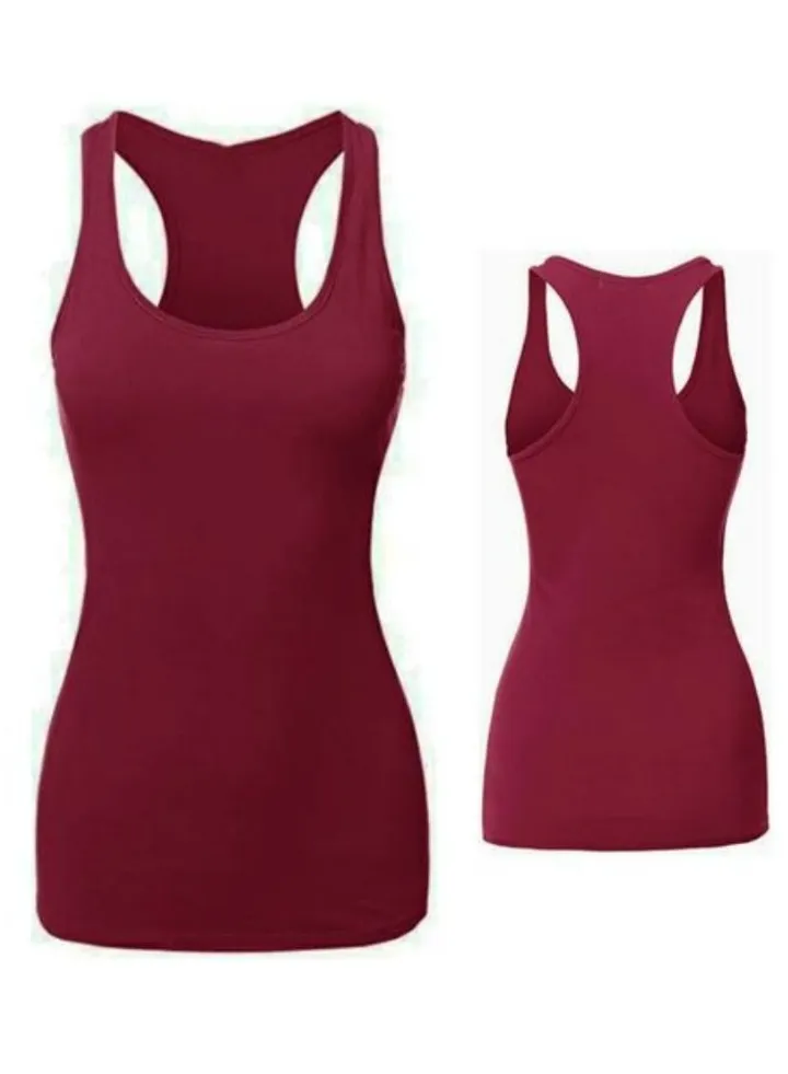 Women cotton blend basic top tank body shirt