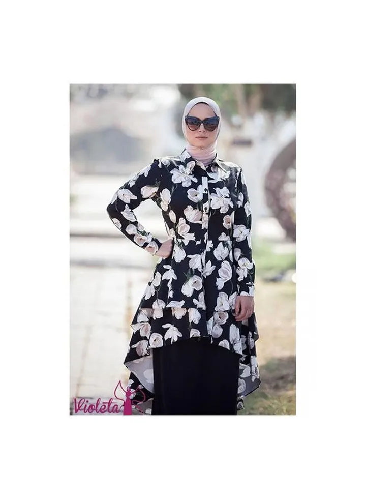 Casual Printed Tunic Black