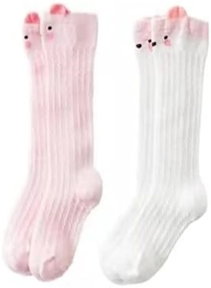 Goolsky 2Pairs Newborn Baby Mesh Combed Cotton Long Tube Socks Cozy Cute Soft All Match Breathable Socks