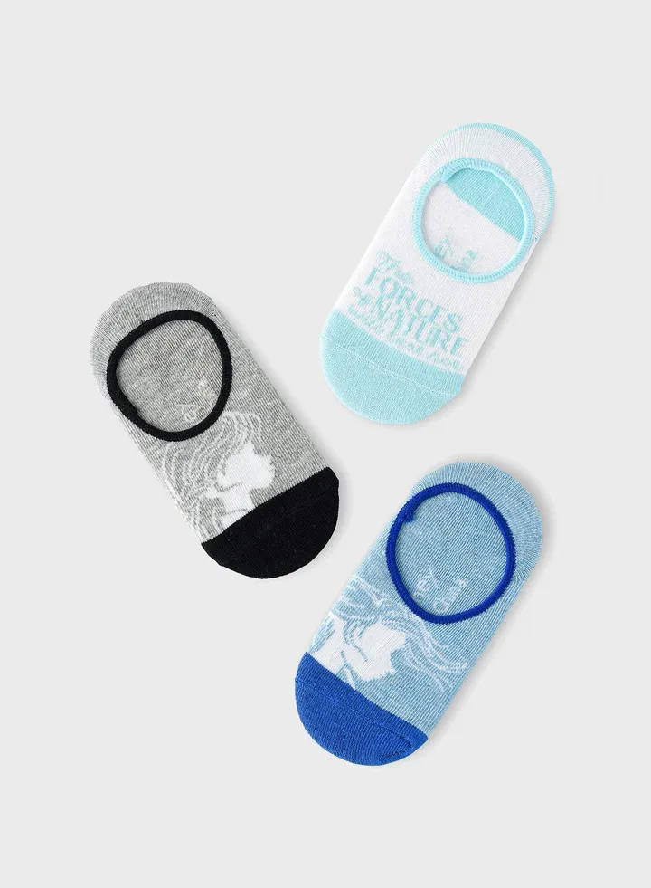 Kids 3 Pack Frozen No Show Socks