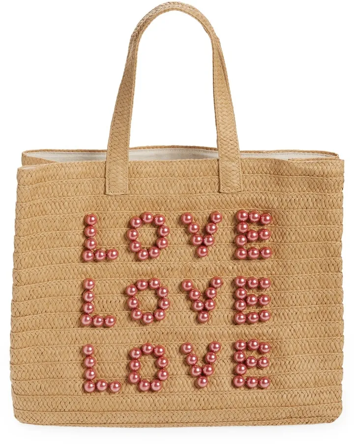 Three Times the Love Straw Tote
