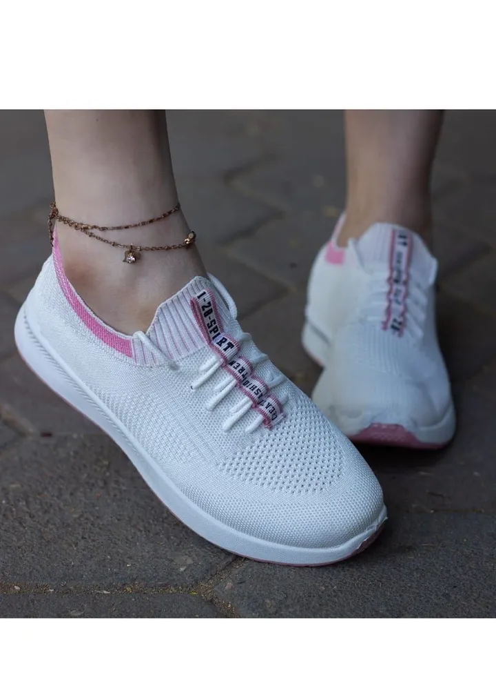 Slip on sport shoes for unisex 2024 white&pink