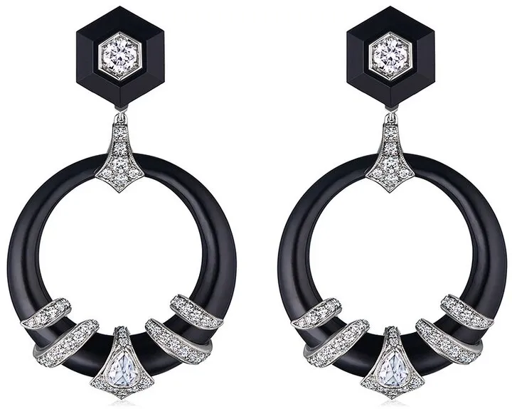 18kt Diamond Jade Coiled Dooorknocker Earrings