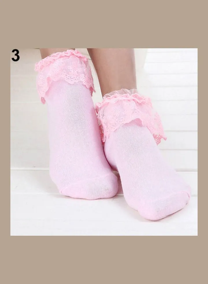 Pair Of Princess Lace Socks Pink