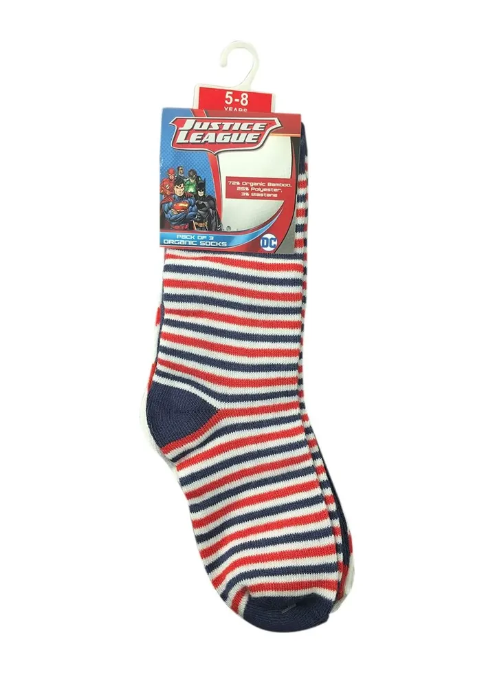 Superman bamboo cotton sock - printed (pack of 3) - red/blue/white 5-8y