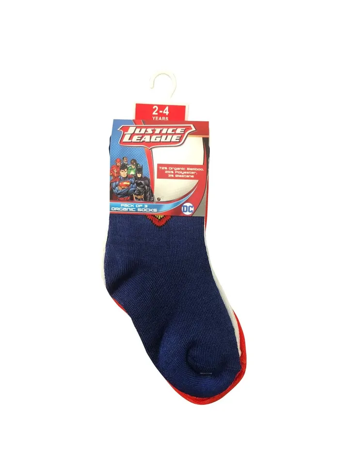 Superman Bamboo Cotton Sock - Solid (Pack Of 3) - Blue/White/Red 2-4Y